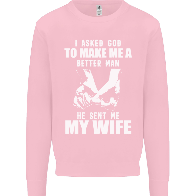 Husband & Wife Wedding Anniversary God Mens Sweatshirt Jumper Light Pink