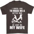 Husband & Wife Wedding Anniversary God Mens T-Shirt Cotton Gildan Dark Chocolate