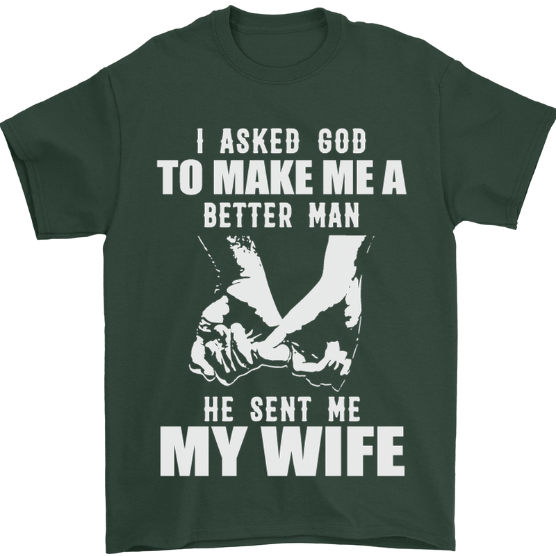 Husband & Wife Wedding Anniversary God Mens T-Shirt Cotton Gildan Forest Green