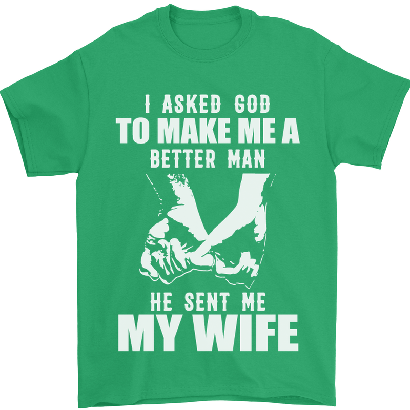 Husband & Wife Wedding Anniversary God Mens T-Shirt Cotton Gildan Irish Green