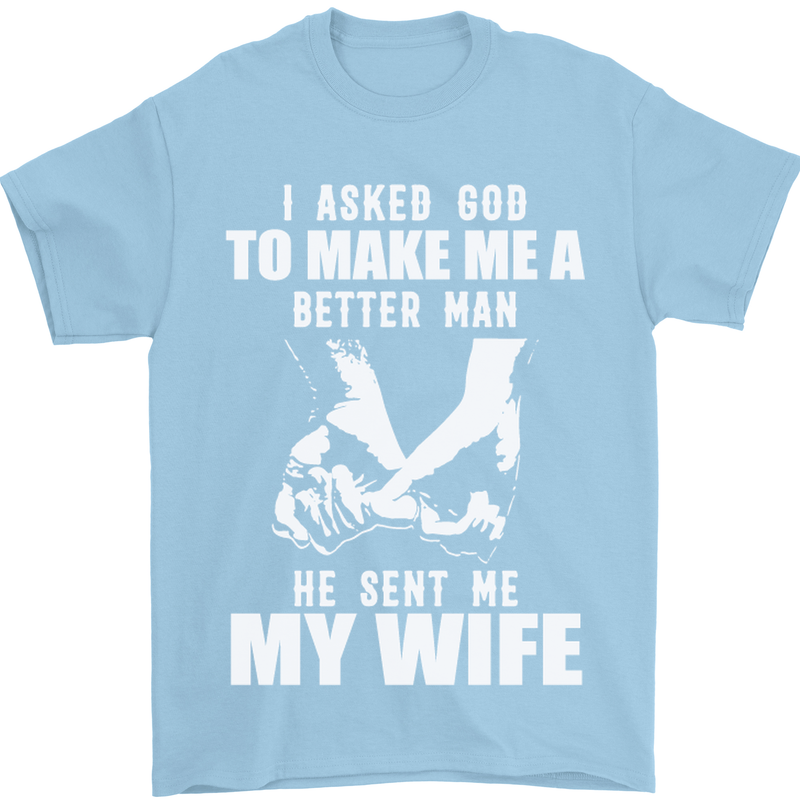 Husband & Wife Wedding Anniversary God Mens T-Shirt Cotton Gildan Light Blue
