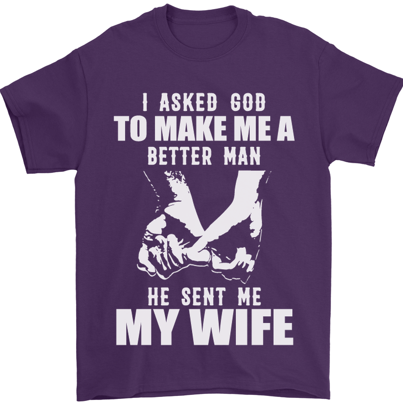 Husband & Wife Wedding Anniversary God Mens T-Shirt Cotton Gildan Purple