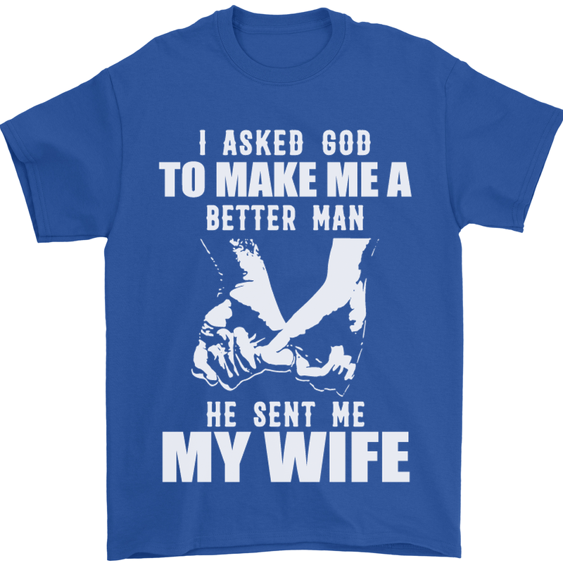 Husband & Wife Wedding Anniversary God Mens T-Shirt Cotton Gildan Royal Blue