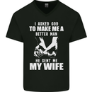 Husband & Wife Wedding Anniversary God Mens V-Neck Cotton T-Shirt Black