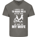 Husband & Wife Wedding Anniversary God Mens V-Neck Cotton T-Shirt Charcoal