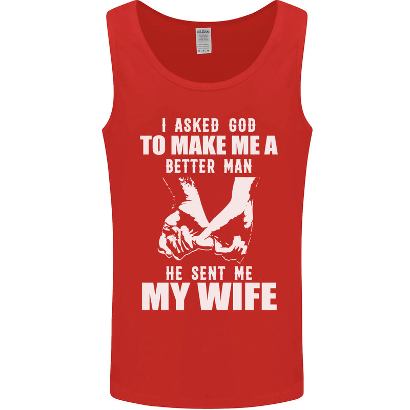 Husband & Wife Wedding Anniversary God Mens Vest Tank Top Red