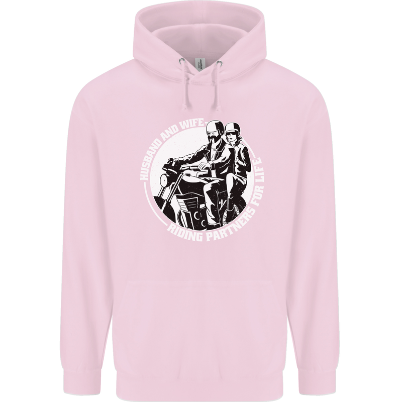 Husband and Wife Biker Motorcycle Motorbike Childrens Kids Hoodie Light Pink