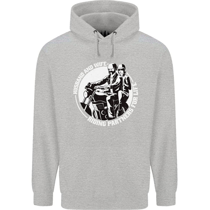 Husband and Wife Biker Motorcycle Motorbike Childrens Kids Hoodie Sports Grey