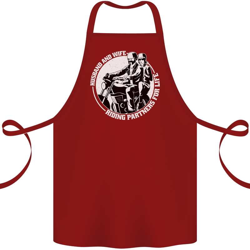 Husband and Wife Biker Motorcycle Motorbike Cotton Apron 100% Organic Maroon