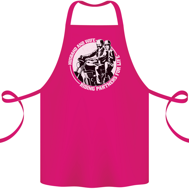 Husband and Wife Biker Motorcycle Motorbike Cotton Apron 100% Organic Pink