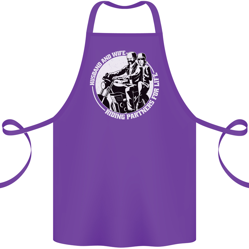 Husband and Wife Biker Motorcycle Motorbike Cotton Apron 100% Organic Purple