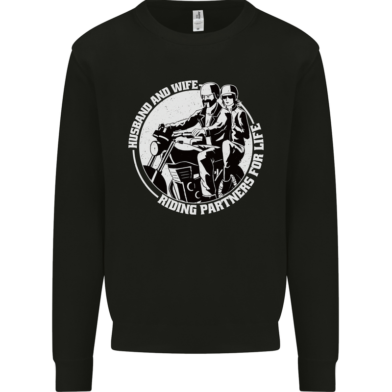 Husband and Wife Biker Motorcycle Motorbike Kids Sweatshirt Jumper Black