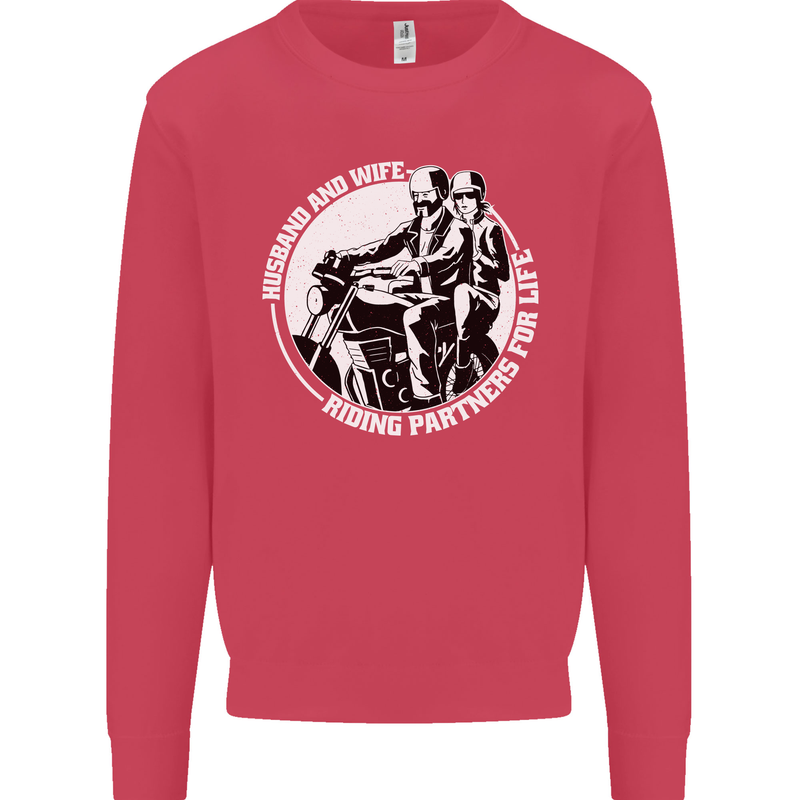 Husband and Wife Biker Motorcycle Motorbike Kids Sweatshirt Jumper Heliconia