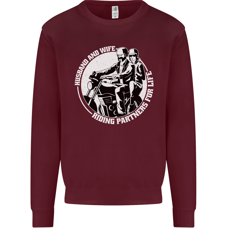 Husband and Wife Biker Motorcycle Motorbike Kids Sweatshirt Jumper Maroon