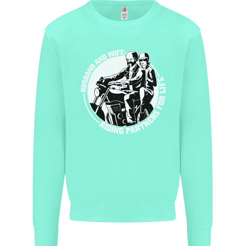 Husband and Wife Biker Motorcycle Motorbike Kids Sweatshirt Jumper Peppermint
