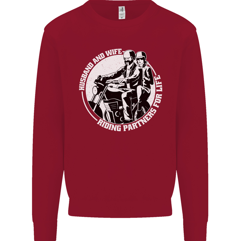 Husband and Wife Biker Motorcycle Motorbike Kids Sweatshirt Jumper Red