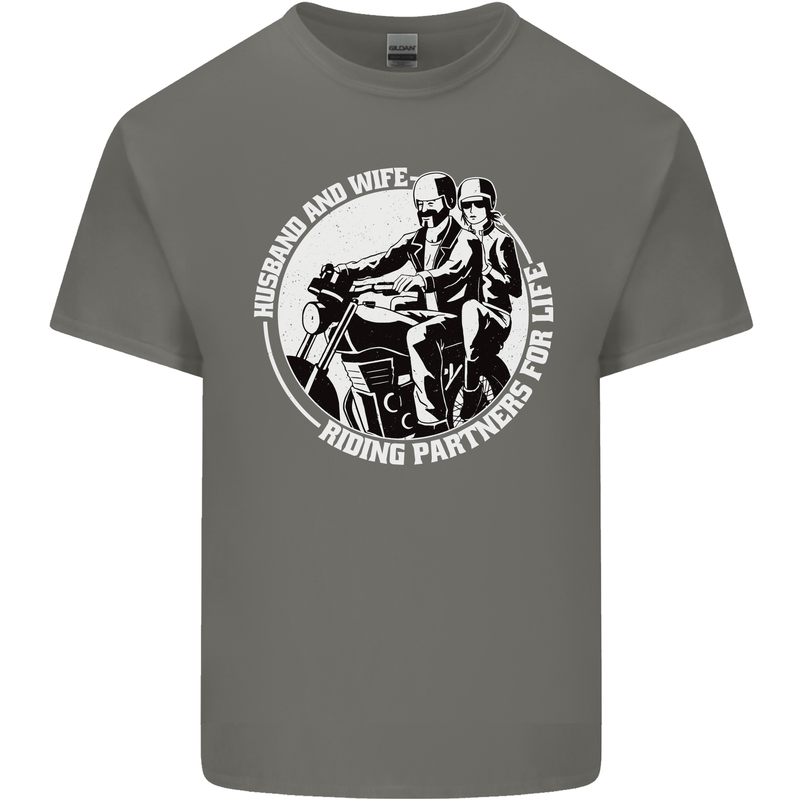 Husband and Wife Biker Motorcycle Motorbike Kids T-Shirt Childrens Charcoal