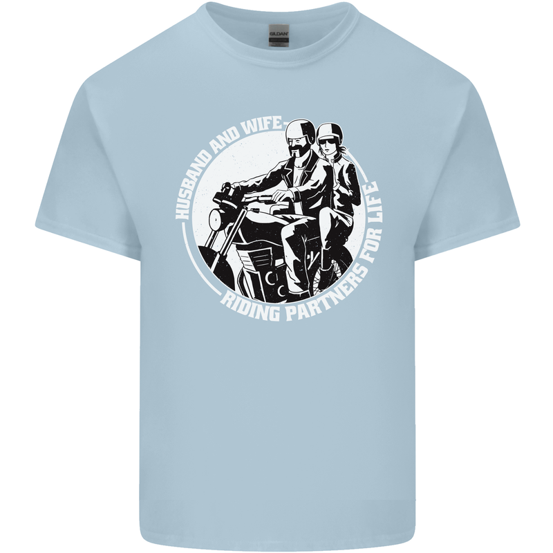 Husband and Wife Biker Motorcycle Motorbike Kids T-Shirt Childrens Light Blue
