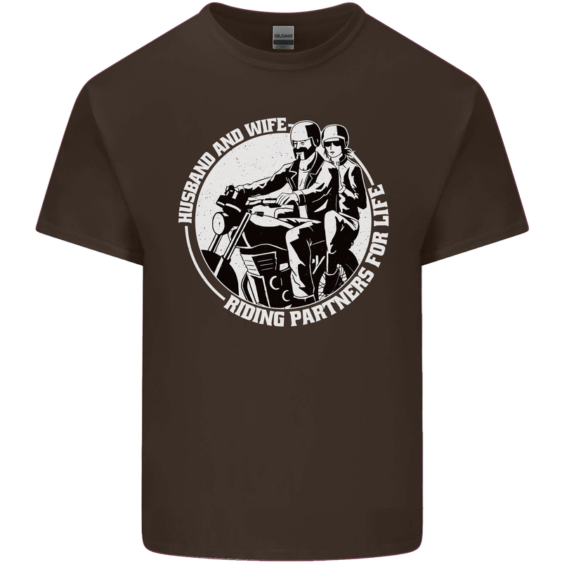 Husband and Wife Biker Motorcycle Motorbike Mens Cotton T-Shirt Tee Top Dark Chocolate