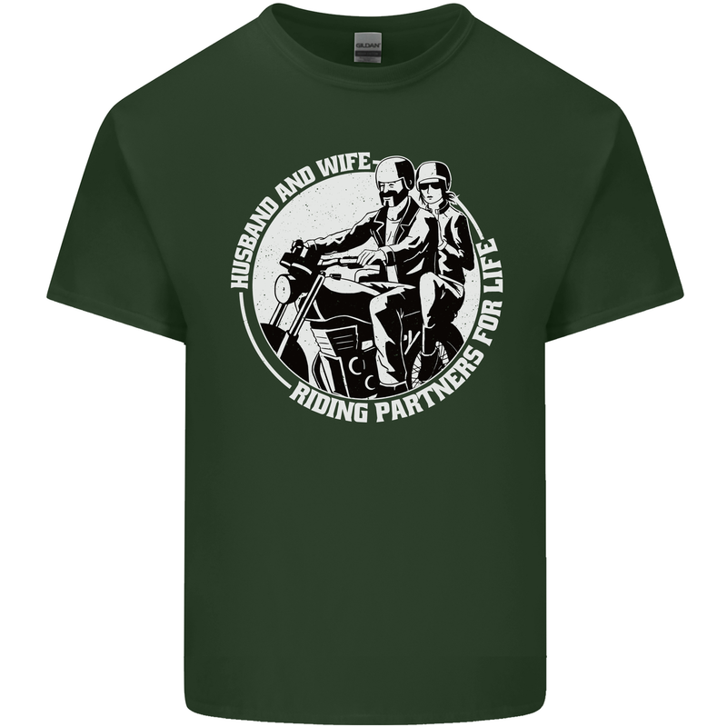 Husband and Wife Biker Motorcycle Motorbike Mens Cotton T-Shirt Tee Top Forest Green