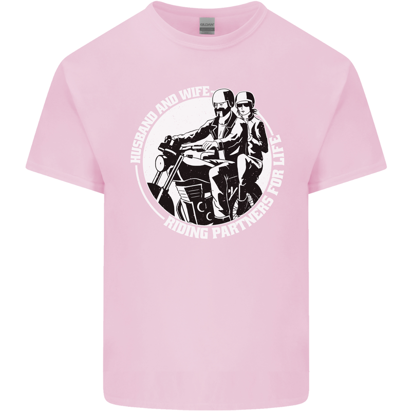 Husband and Wife Biker Motorcycle Motorbike Mens Cotton T-Shirt Tee Top Light Pink