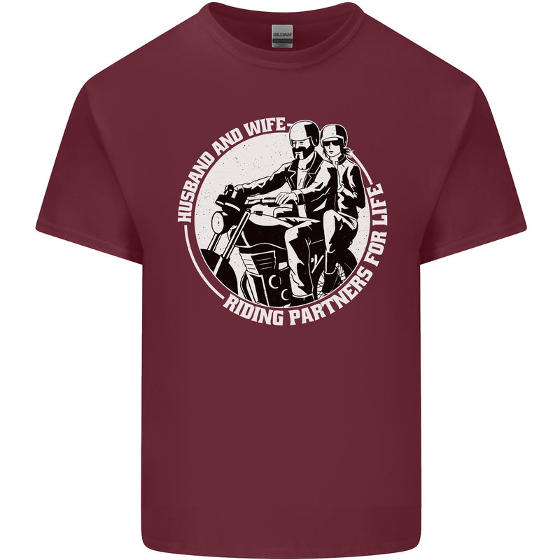 Husband and Wife Biker Motorcycle Motorbike Mens Cotton T-Shirt Tee Top Maroon