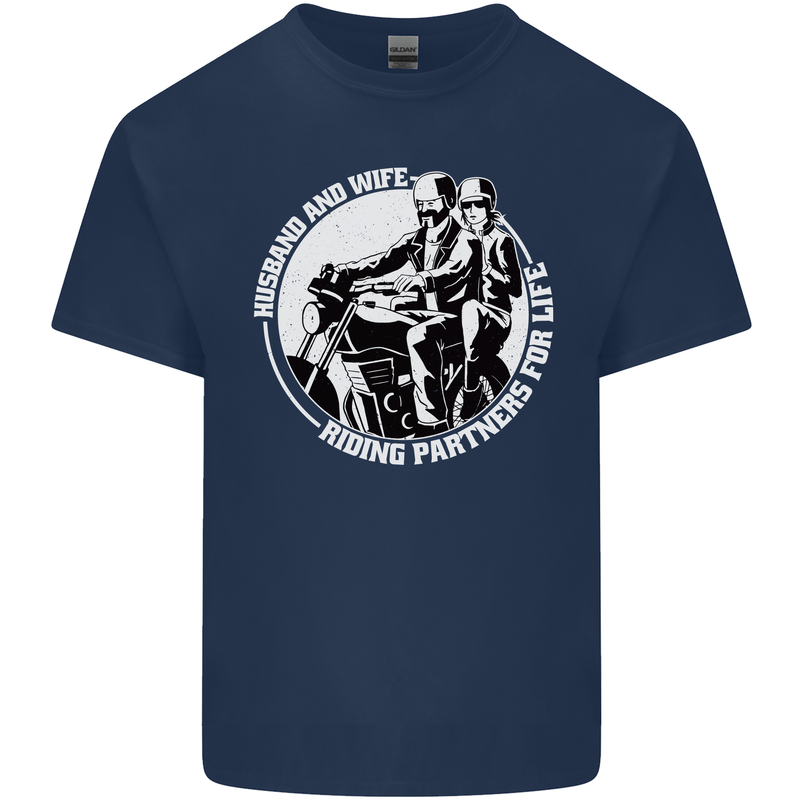 Husband and Wife Biker Motorcycle Motorbike Mens Cotton T-Shirt Tee Top Navy Blue