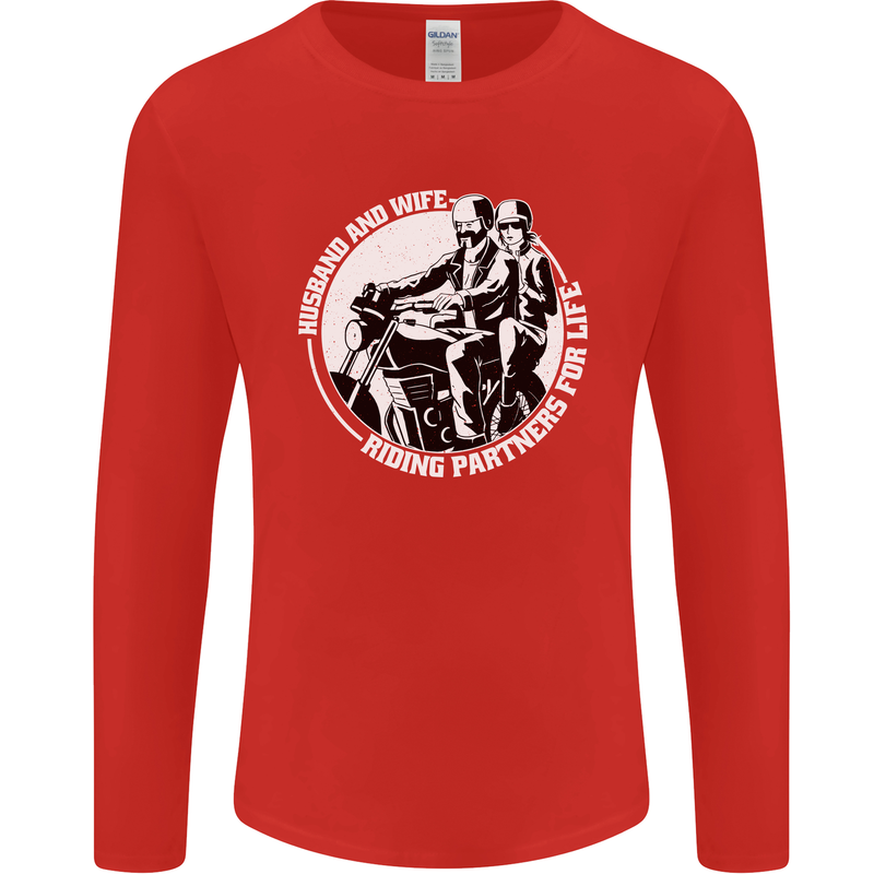 Husband and Wife Biker Motorcycle Motorbike Mens Long Sleeve T-Shirt Red