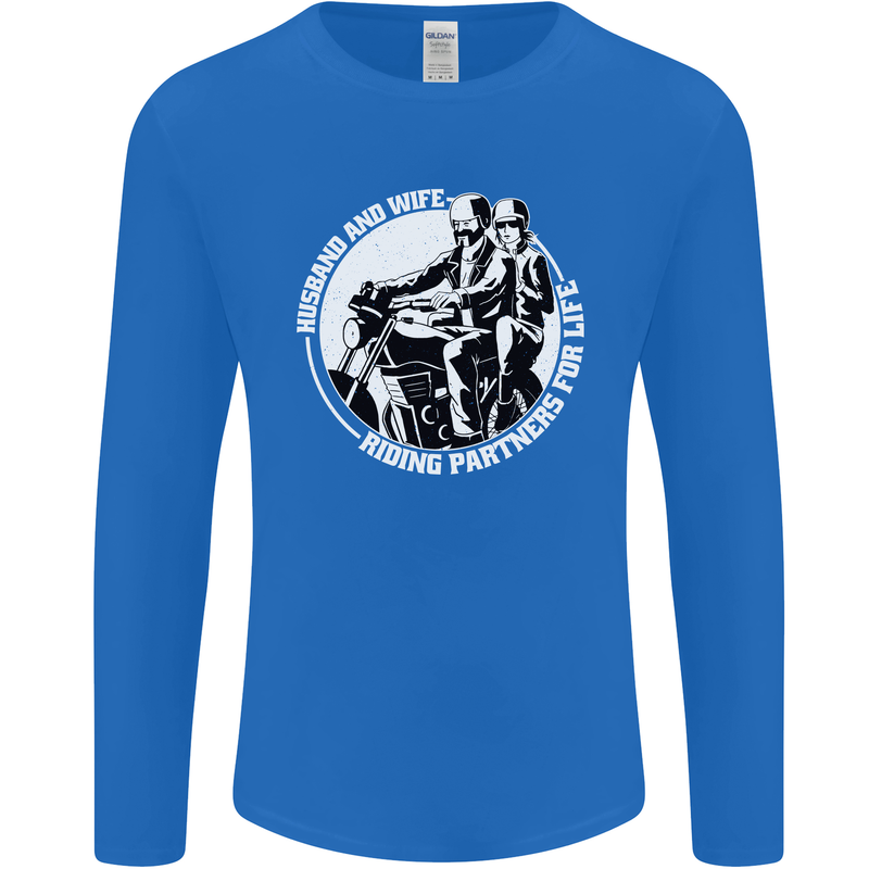 Husband and Wife Biker Motorcycle Motorbike Mens Long Sleeve T-Shirt Royal Blue