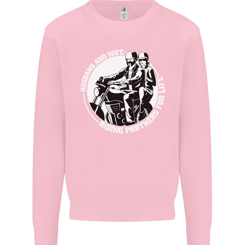 Husband and Wife Biker Motorcycle Motorbike Mens Sweatshirt Jumper Light Pink