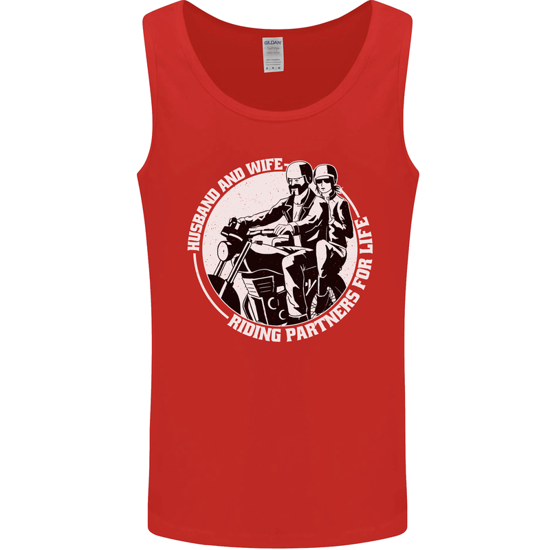 Husband and Wife Biker Motorcycle Motorbike Mens Vest Tank Top Red