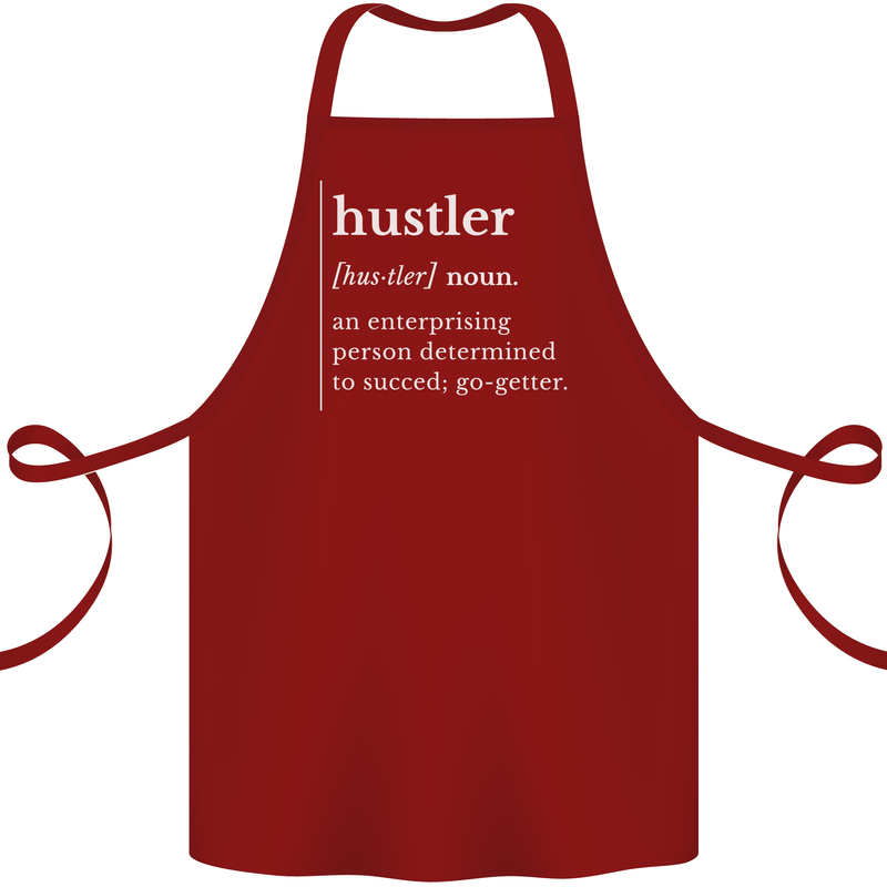 Hustler Definition Hustle Cotton Apron 100% Organic Maroon
