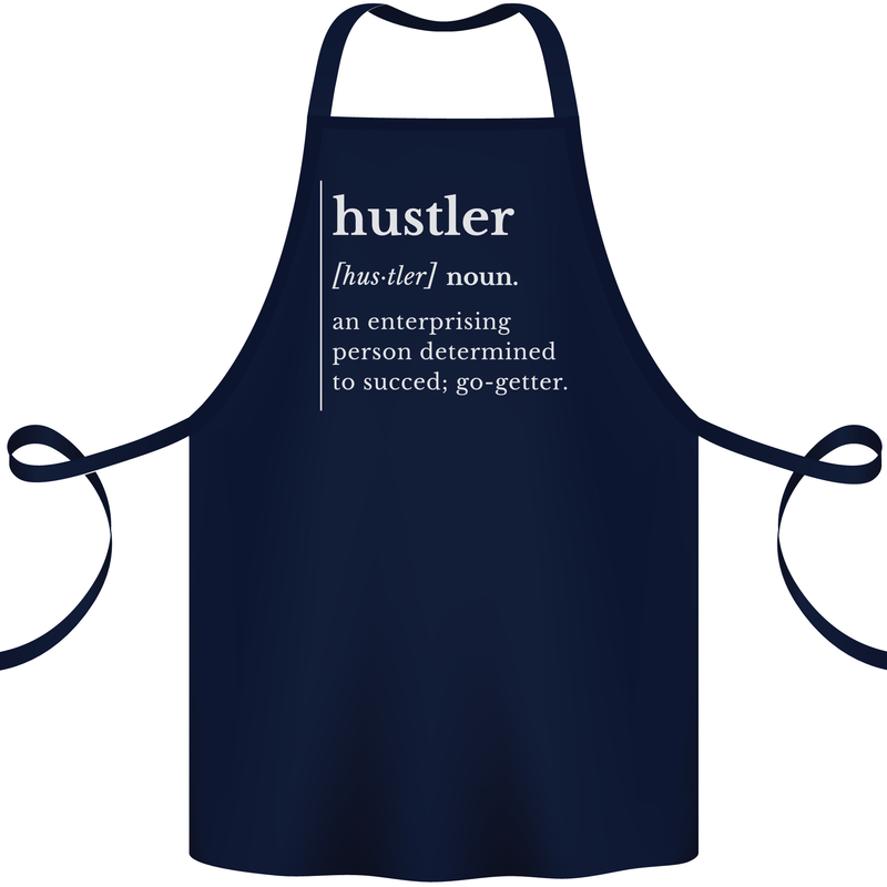 Hustler Definition Hustle Cotton Apron 100% Organic Navy Blue
