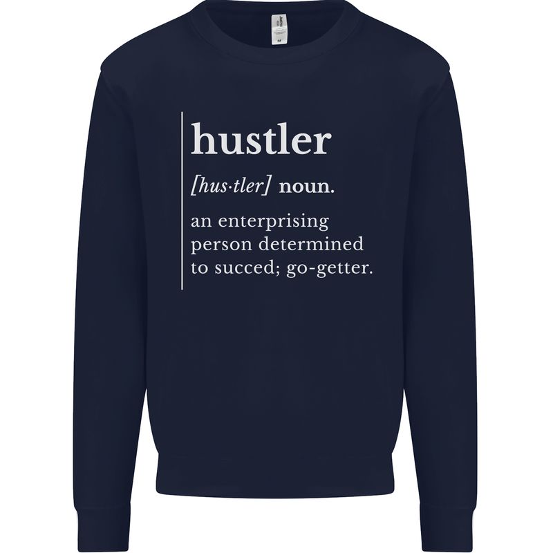 Hustler Definition Hustle Kids Sweatshirt Jumper Navy Blue