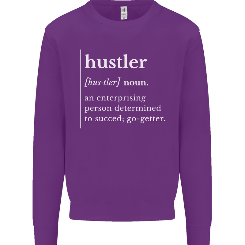 Hustler Definition Hustle Kids Sweatshirt Jumper Purple