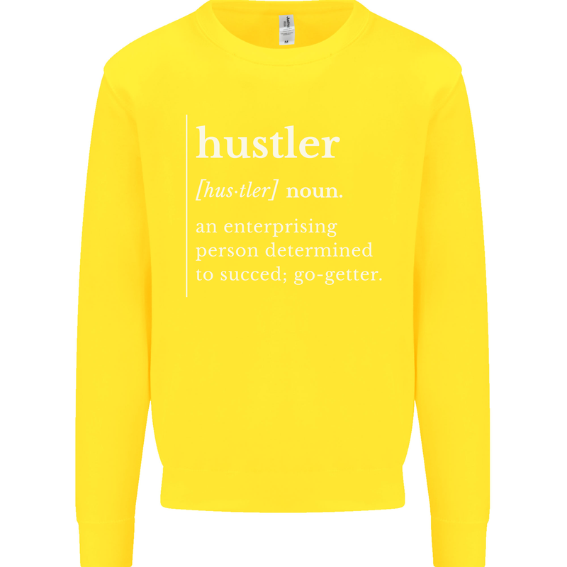 Hustler Definition Hustle Kids Sweatshirt Jumper Yellow