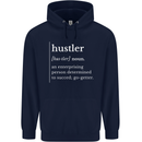 Hustler Definition Hustle Mens 80% Cotton Hoodie Navy Blue
