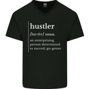 Hustler Definition Hustle Mens V-Neck Cotton T-Shirt Black