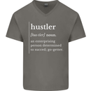 Hustler Definition Hustle Mens V-Neck Cotton T-Shirt Charcoal