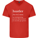 Hustler Definition Hustle Mens V-Neck Cotton T-Shirt Red