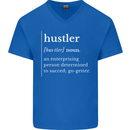Hustler Definition Hustle Mens V-Neck Cotton T-Shirt Royal Blue