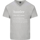 Hustler Definition Hustle Mens V-Neck Cotton T-Shirt Sports Grey