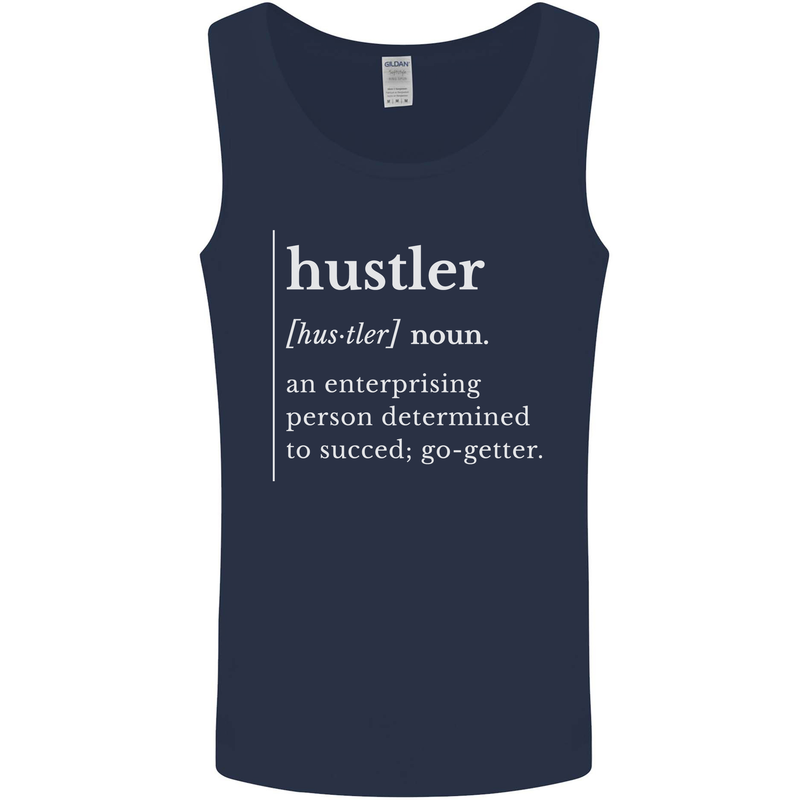 Hustler Definition Hustle Mens Vest Tank Top Navy Blue