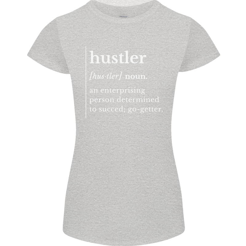 Hustler Definition Hustle Womens Petite Cut T-Shirt Sports Grey