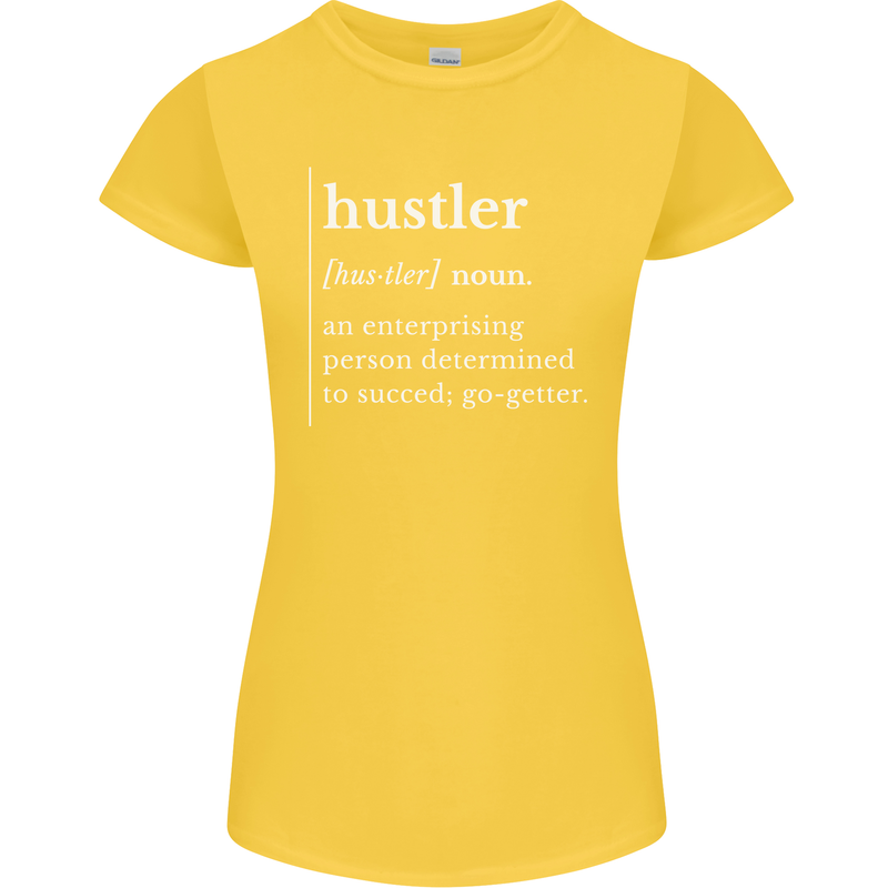 Hustler Definition Hustle Womens Petite Cut T-Shirt Yellow