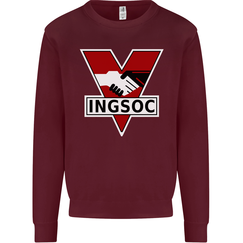 INGSOC George Orwell English Socialism 1994 Kids Sweatshirt Jumper Maroon