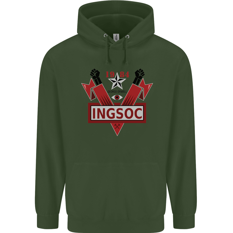 INGSOC George Orwell English Socialism 1994 Mens 80% Cotton Hoodie Forest Green