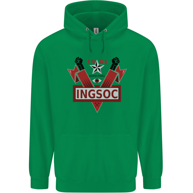 INGSOC George Orwell English Socialism 1994 Mens 80% Cotton Hoodie Irish Green