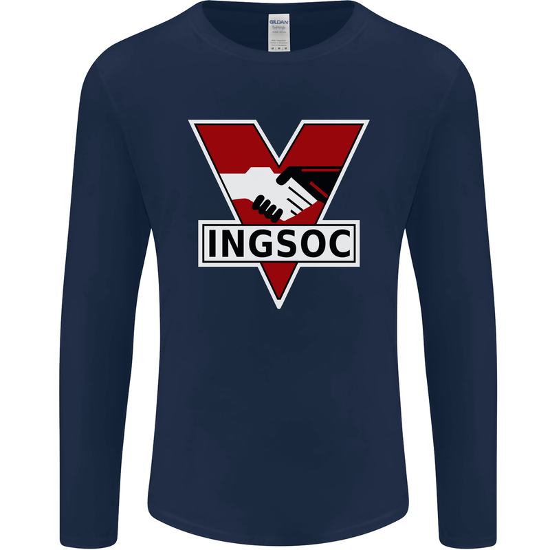 INGSOC George Orwell English Socialism 1994 Mens Long Sleeve T-Shirt Navy Blue