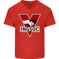 INGSOC George Orwell English Socialism 1994 Mens V-Neck Cotton T-Shirt Red